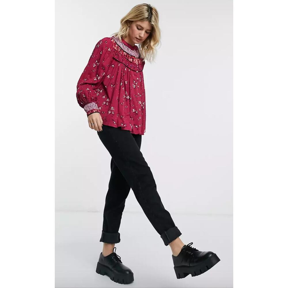 FREE PEOPLE NWT Paloma Multi Print Blouse // XS - Picture 4 of 14